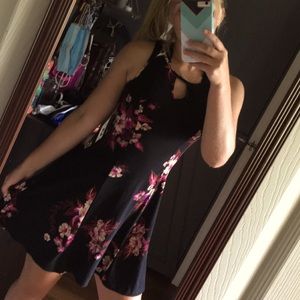 Black floral skater dress